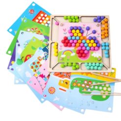 Joc de indemanare si asociere cu bile colorate tip Montessori, 3 ani+