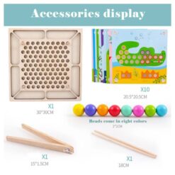 Joc de indemanare si asociere cu bile colorate tip Montessori, 3 ani+