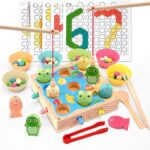 Joc de tip Montessori, Dexteritate si joc magnetic de pescuit, 3 ani
