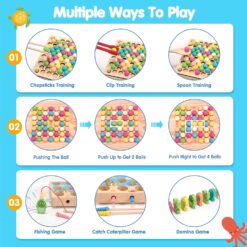 Joc de tip Montessori, Dexteritate si joc magnetic de pescuit, 3 ani 01