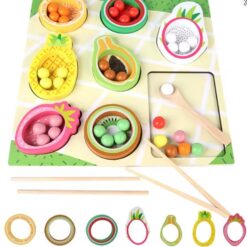 Joc de tip Montessori, indemanare si asociere, Fructe exotice, 3 ani 01