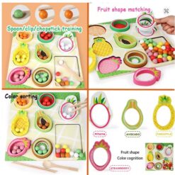 Joc de tip Montessori, indemanare si asociere, Fructe exotice, 3 ani 01