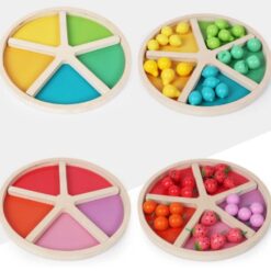 Joc de tip Montessori, indemanare si asociere, Fructe si Matematica, 3 ani