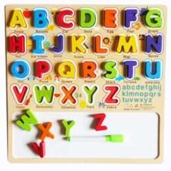 Joc educativ, tablita de scris magnetica si puzzle, Alfabet 01