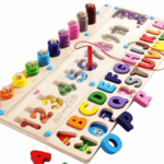 Joc logaritmic 3 in 1 activitati cu litere,cifre si asociere culori, 3 ani+