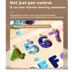 Joc logaritmic 3 in 1 activitati cu litere,cifre si asociere culori, 3 ani+