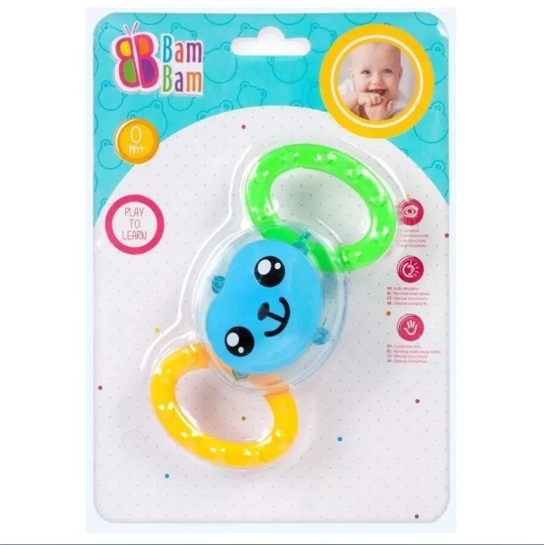 Jucarie bebe senzoriala, zornatitoare si pentru dentitie - maimuta