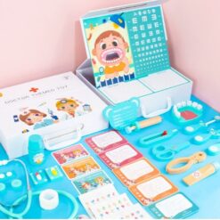 Jucarie educativa, Trusa medic dentist din lemn, 3 ani 001