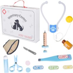 Jucarie educativa, Trusa medic veterinar din lemn, 22 piese, 3 ani 01