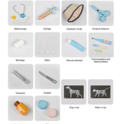 Jucarie educativa, Trusa medic veterinar din lemn, 22 piese, 3 ani 01