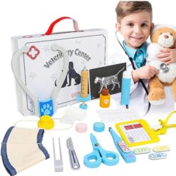 Jucarie educativa, Trusa medic veterinar din lemn, 22 piese, 3 ani 01