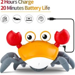 Jucarie interactiva bebelusi cu sunete si lumini, Crab muzical, Rosu 01