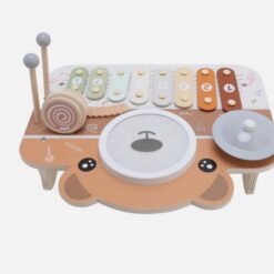 Jucărie muzicală multifuncțională din lemn, cu xilofon, tobă și pian, 18 luni+ 01