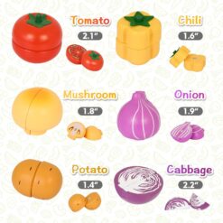 Jucarie tip cos cu 6 legume de feliat, din lemn 01