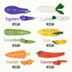 Jucarie tip cos cu 6 legume de feliat, din lemn 01