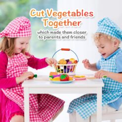 Jucarie tip cos cu 6 legume de feliat, din lemn 01