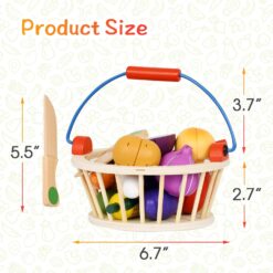 Jucarie tip cos cu 6 legume de feliat, din lemn 01
