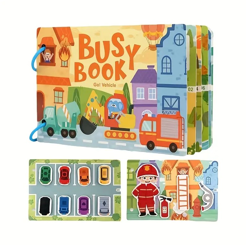 Carte cu stickere reutilizabile, Busy Book, Vehicule, 3ani+