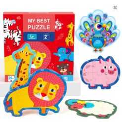 Set 6 puzzle-uri cu Animale salbatice, 2 ani+
