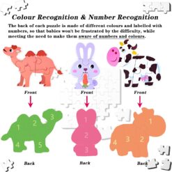 Set 6 puzzle-uri cu animale de la ferma, in cutie metalica, 25 piese mari