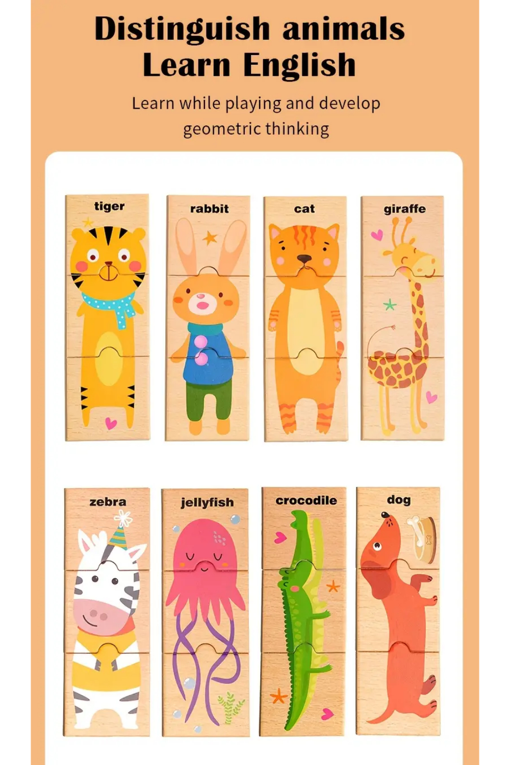 Set cu puzzle din 3 piese, Animale - 48 piese 001