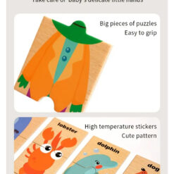 Set cu puzzle din 3 piese, Animale - 48 piese 001