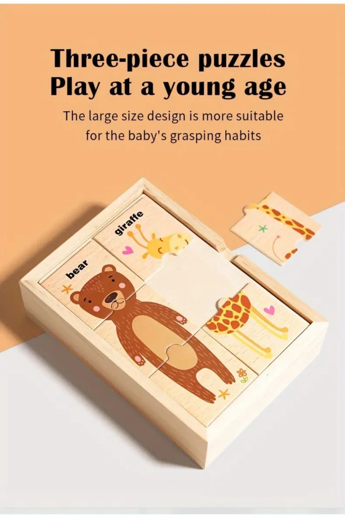 Set cu puzzle din 3 piese, Animale - 48 piese 001