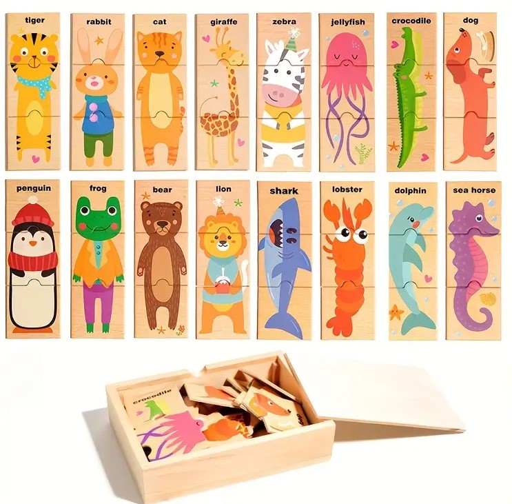 Set cu puzzle din 3 piese, Animale - 48 piese 001