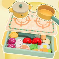 Set de gatit din lemn cu 17 accesorii pentru copii, Bucatarie, 3 ANI 01