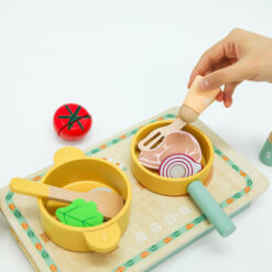 Set de gatit din lemn cu 17 accesorii pentru copii, Bucatarie, 3 ANI 01
