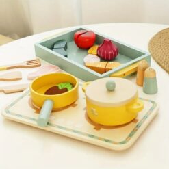 Set de gatit din lemn cu 17 accesorii pentru copii, Bucatarie, 3 ANI