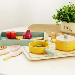 Set de gatit din lemn cu 17 accesorii pentru copii, Bucatarie, 3 ANI