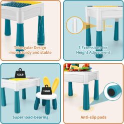 Set masa si 2 scaune, Masuta pentru activitati si lego 01