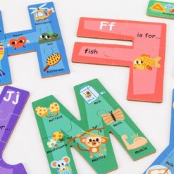 Set puzzle cu piese mari din lemn, 26 litere 01