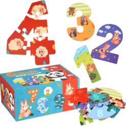 Set puzzle cu piese mari din lemn, de la 0 la 10, 3 ani+ 01