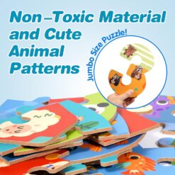 Set puzzle cu piese mari din lemn, de la 0 la 10, 3 ani+ 01