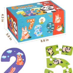 Set puzzle cu piese mari din lemn, de la 0 la 10, 3 ani+ 01