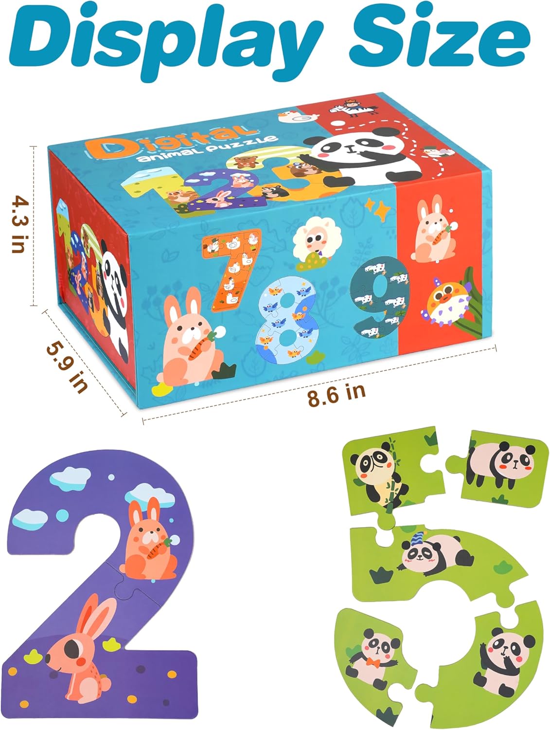 Set puzzle cu piese mari din lemn, de la 0 la 10, 3 ani+ 01