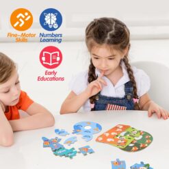 Set puzzle cu piese mari din lemn, de la 0 la 10, 3 ani+ 01
