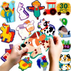 Set puzzle magnetic, Animale de la ferma - 30 piese, 3 ani+