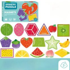 Set puzzle magnetic, Forme geometrice si fructe - 30 piese, 3 ani+