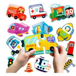 Set puzzle magnetic, Vehicule - 30 piese, 3 ani+