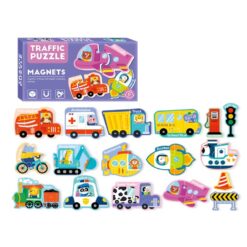 Set puzzle magnetic, Vehicule - 30 piese, 3 ani+