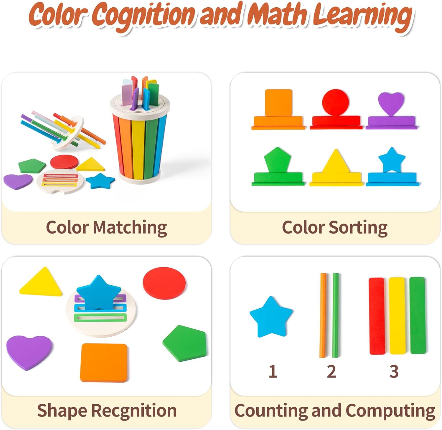 Sortator de forme geometrice si culori tip pahar, 1 an+
