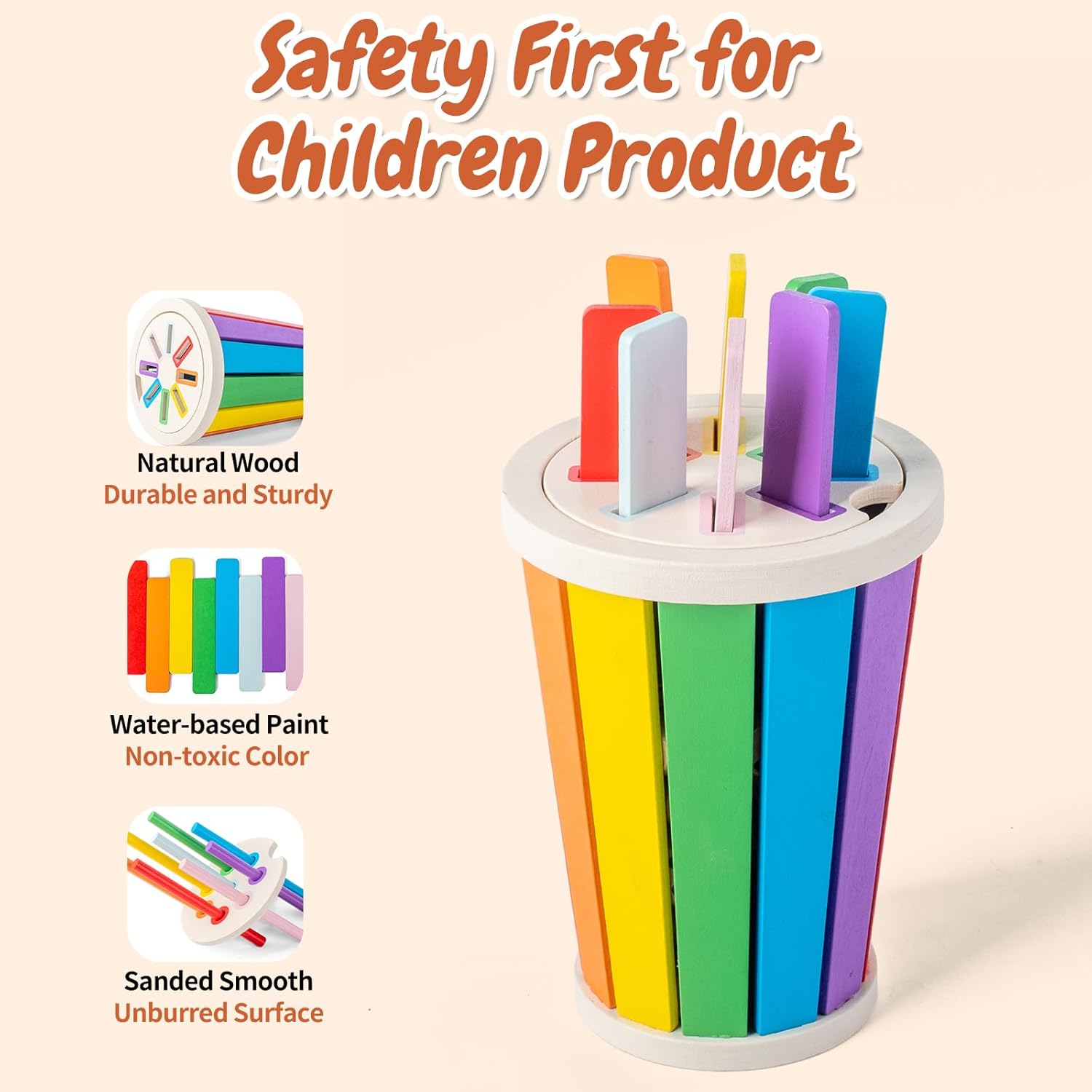 Sortator de forme geometrice si culori tip pahar, 1 an+