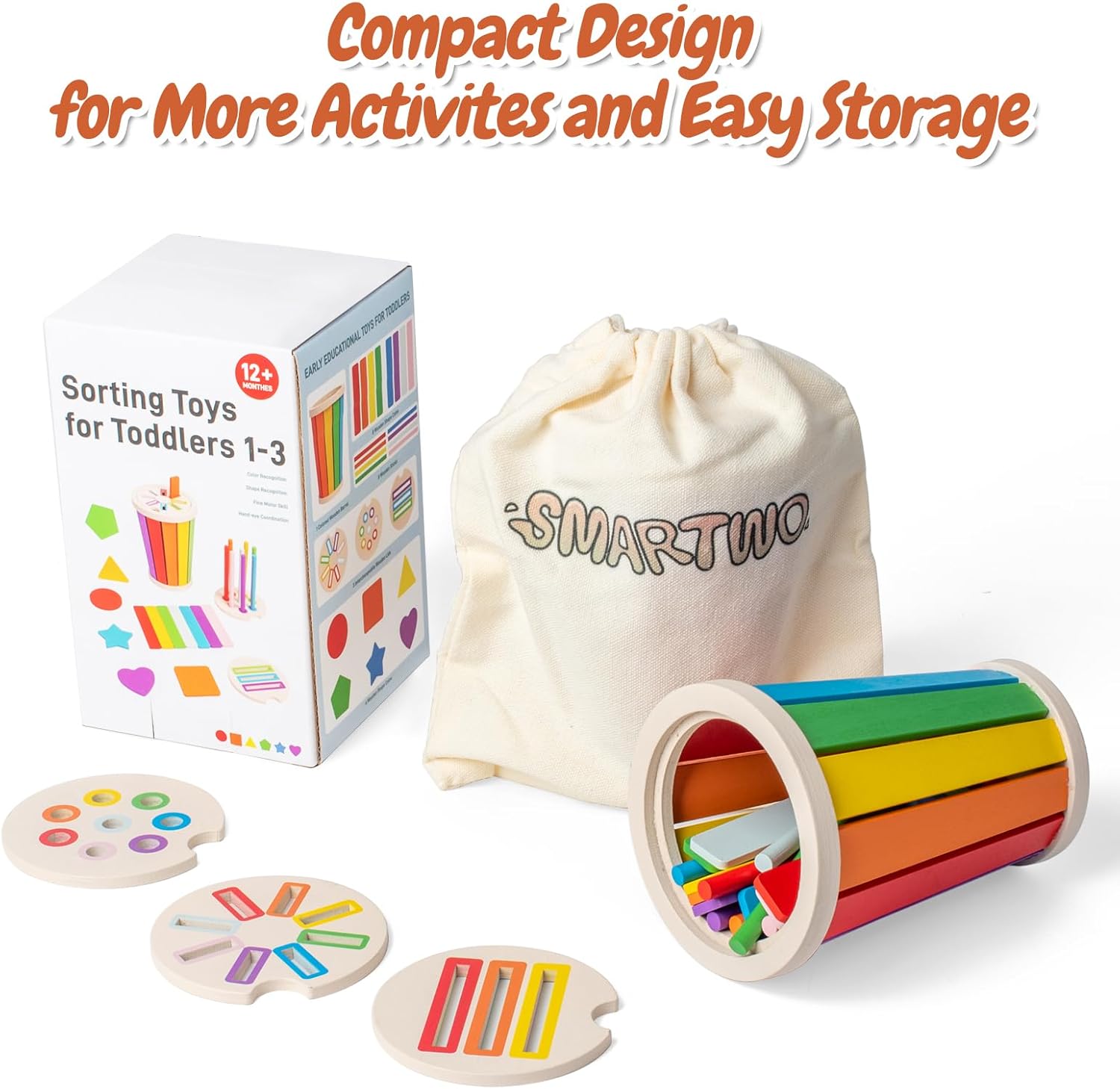 Sortator de forme geometrice si culori tip pahar, 1 an+