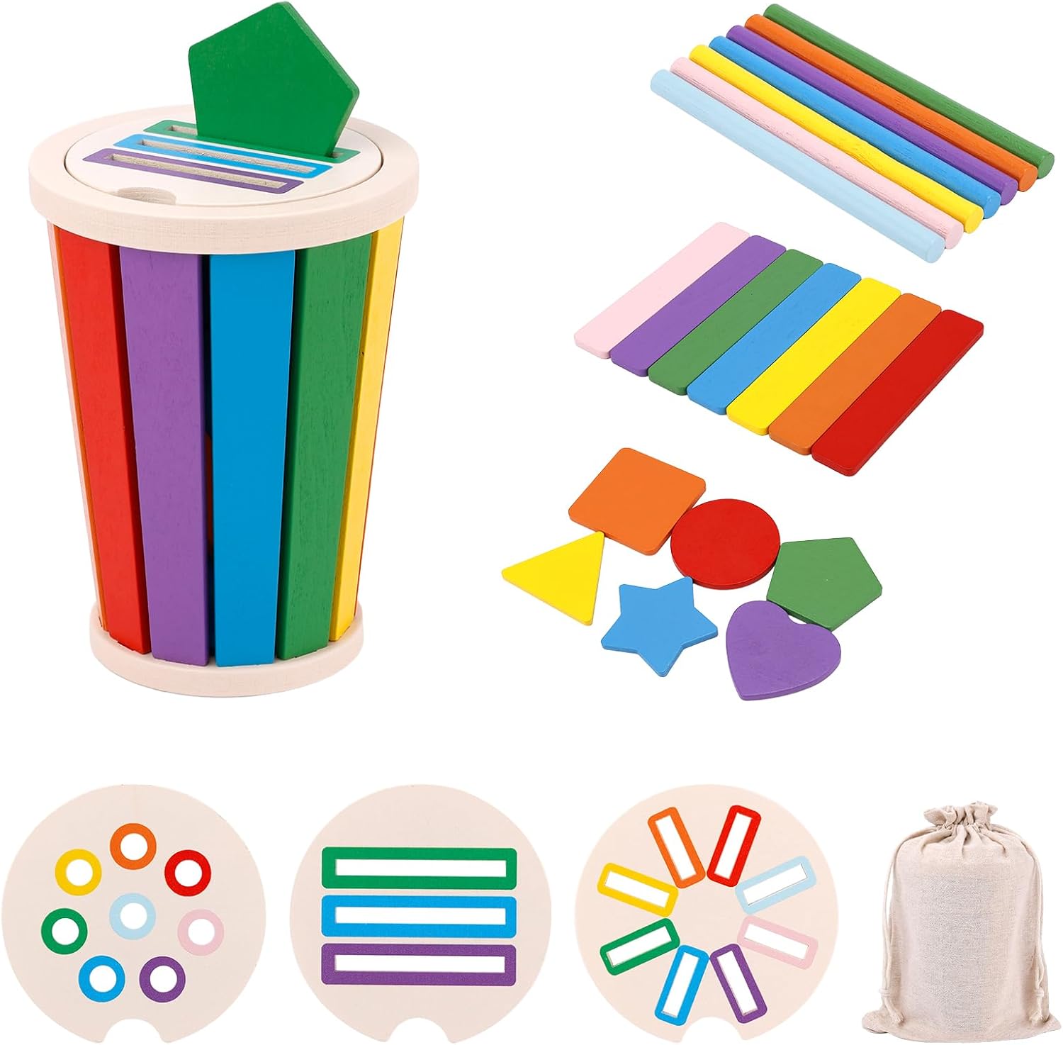 Sortator de forme geometrice si culori tip pahar, 1 an+