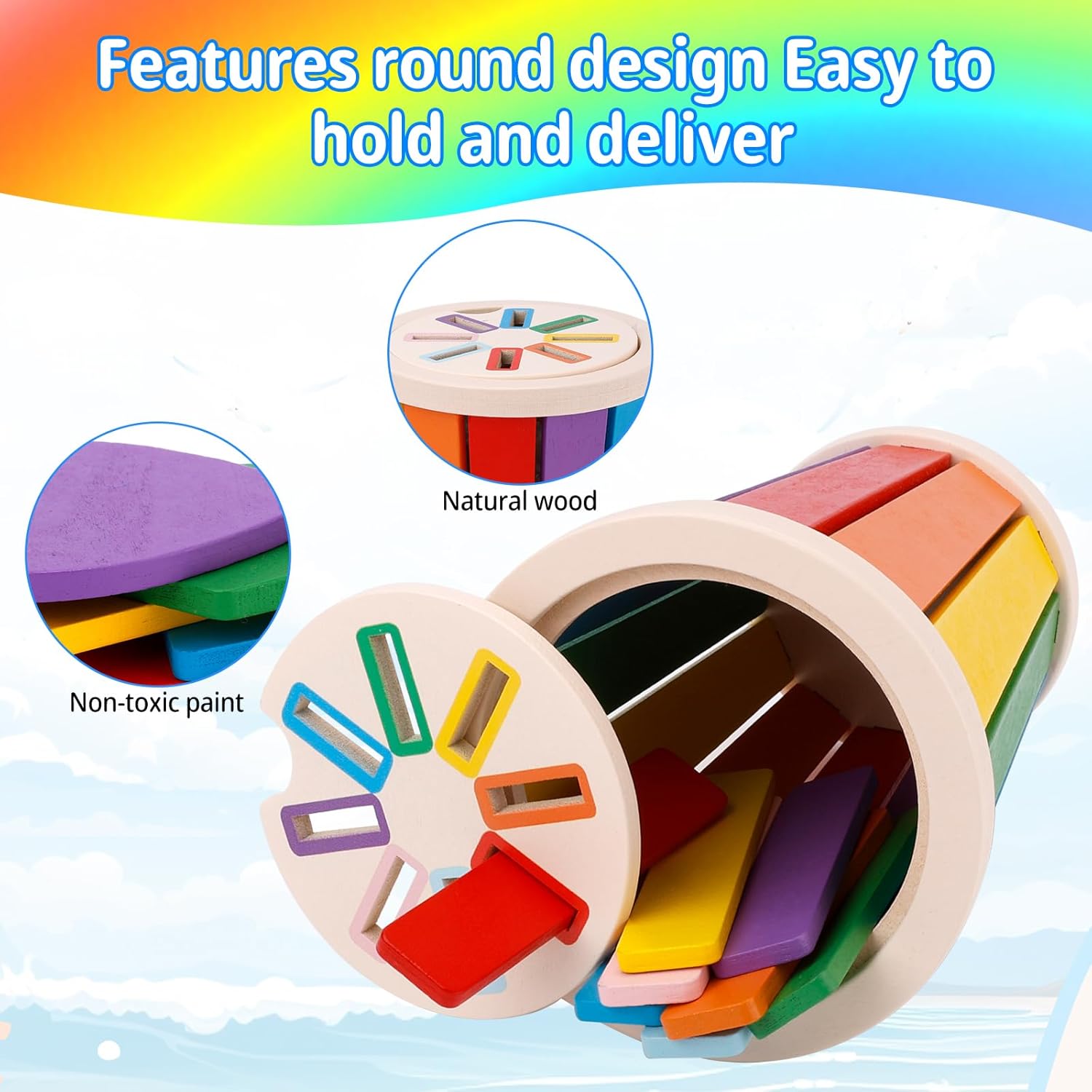 Sortator de forme geometrice si culori tip pahar, 1 an+