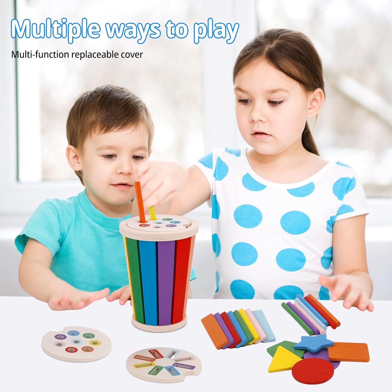 Sortator de forme geometrice si culori tip pahar, 1 an+