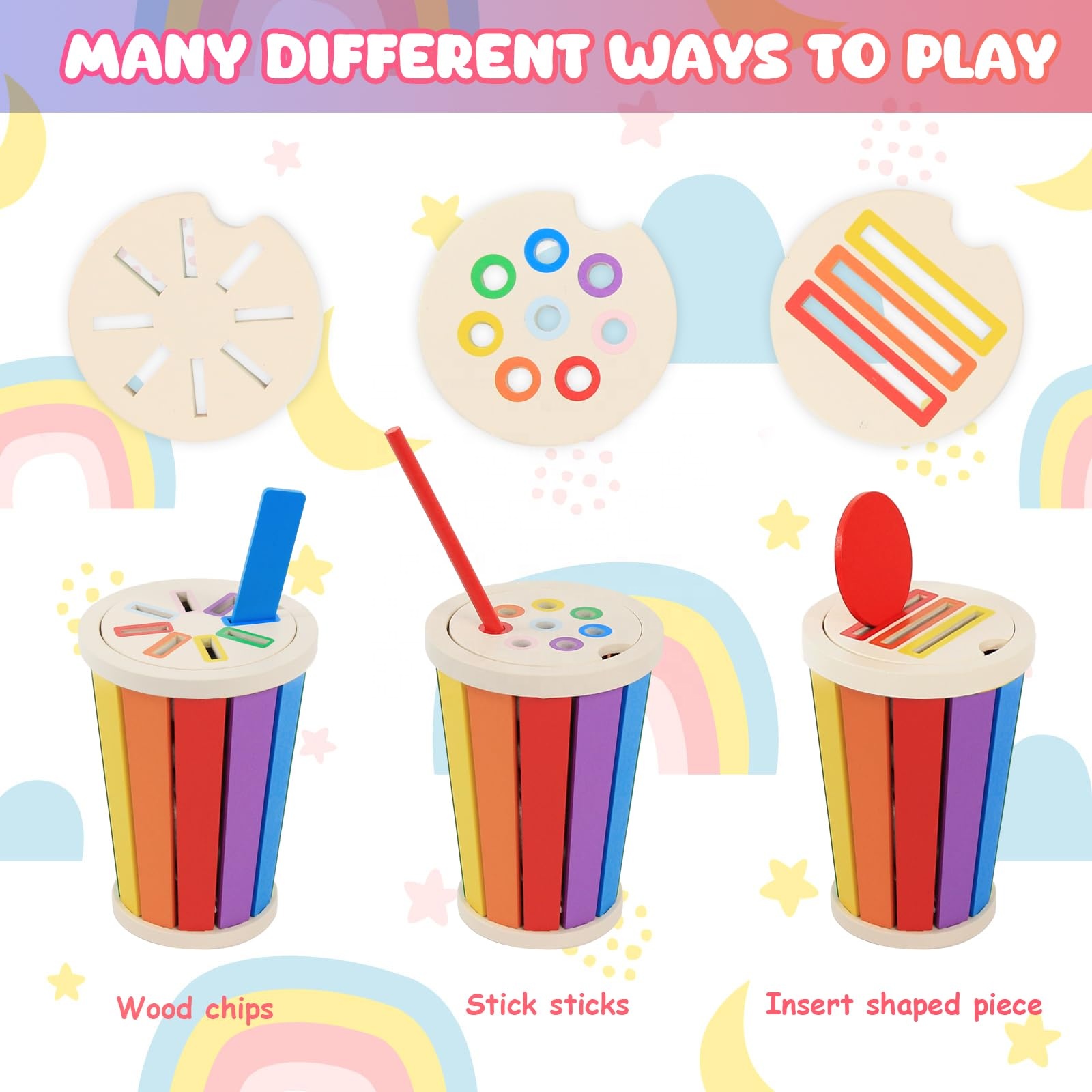 Sortator de forme geometrice si culori tip pahar, 1 an+